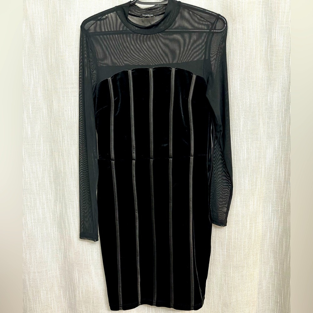 Mesh, velvet and leather detailed sexy dress!